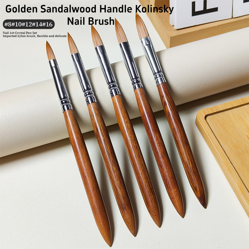 Kolinsky  Nail Brush Golden Sandalwood Handle